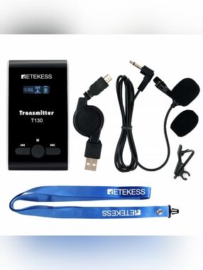 Retekess T130 Wireless Transmitter ONLY with charging cable, mic, and lanyard
